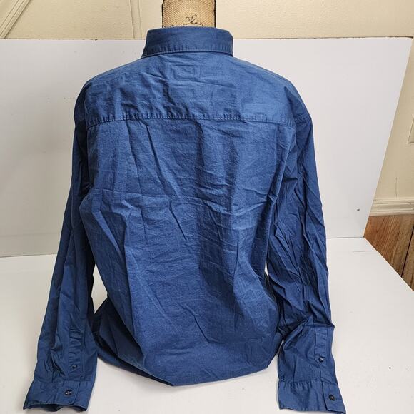 Alfani Long Sleeve Button Down Collared Blue Dress Shirt Men's Size 2XL - Picture 2 of 4